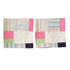 Set Of 2 Nautica 16"x16" Patchwork Pillow Covers Cotton  Multicolor Stripe & Sol